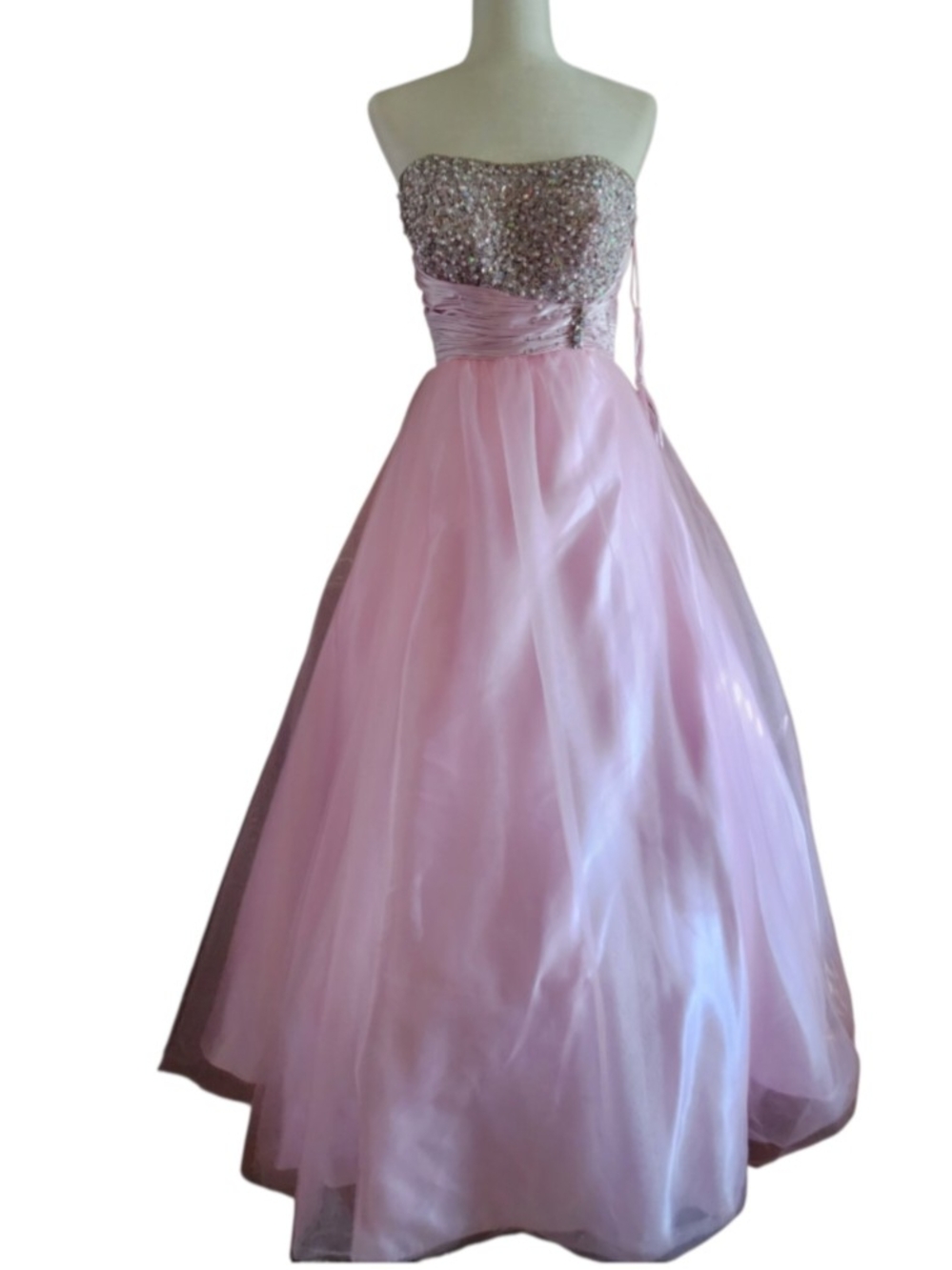 Jovani Strapless Light Pink Beaded Ball Gown Size 6